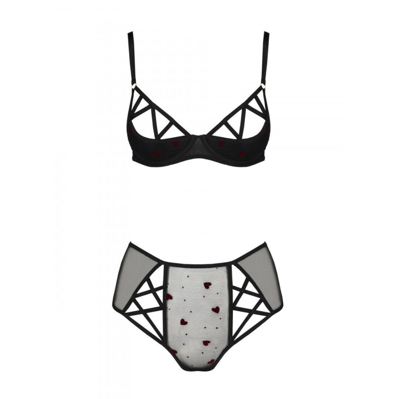 Еротичний комплект з малюнком Passion LOVELIA BIKINI L/XL, чорний колір