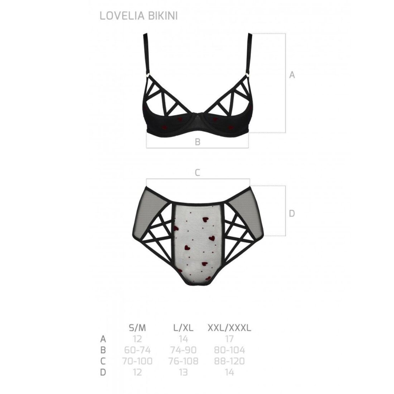 Еротичний комплект з малюнком Passion LOVELIA BIKINI L/XL, чорний колір