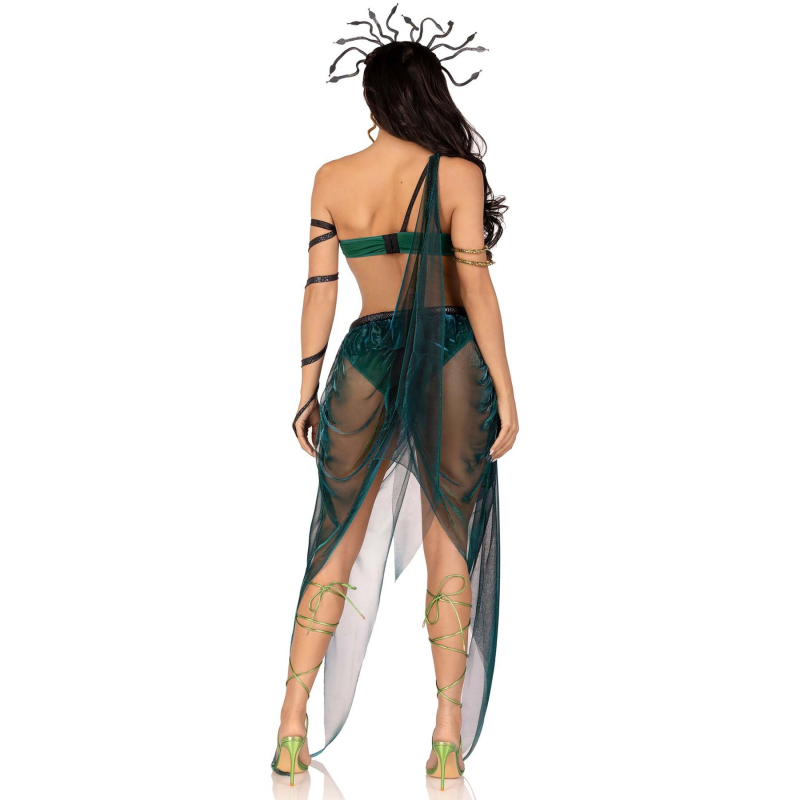 Еротичний костюм Медузи Горгони Leg Avenue Medusa Costume L, топ, спідниця, нарукавники, прикраси – смарагдовий колір
