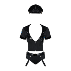 Еротичний костюм поліцейського Obsessive Police set S/M, чорний колір, топ, шорти, кепка, пояс, портупея