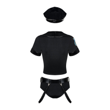 Еротичний костюм поліцейського Obsessive Police set S/M, чорний колір, топ, шорти, кепка, пояс, портупея