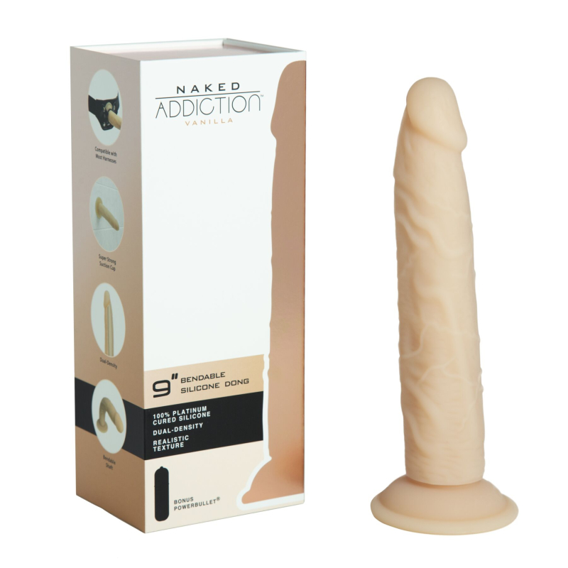 Фаллоимитатор Naked Addiction Dual Density Bendable Dildo Vanilla, длина 22.8 см, вибропуля в подарок