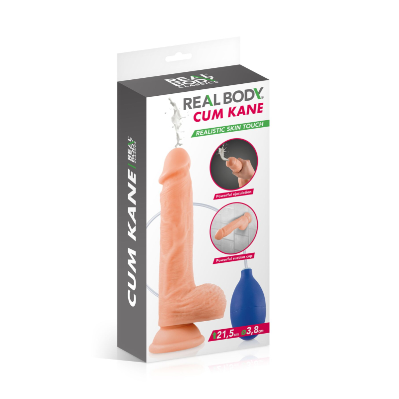 Великий дилдо з еякуляцією Real Body – Cum Kane, довжина 21.5 см, діам. 3.8 см, TPE, з присоскою
