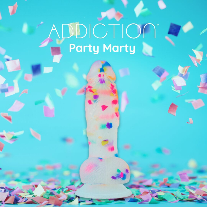 Фалоімітатор з конфетті ADDICTION – Party Marty, силікон, довжина 19 см