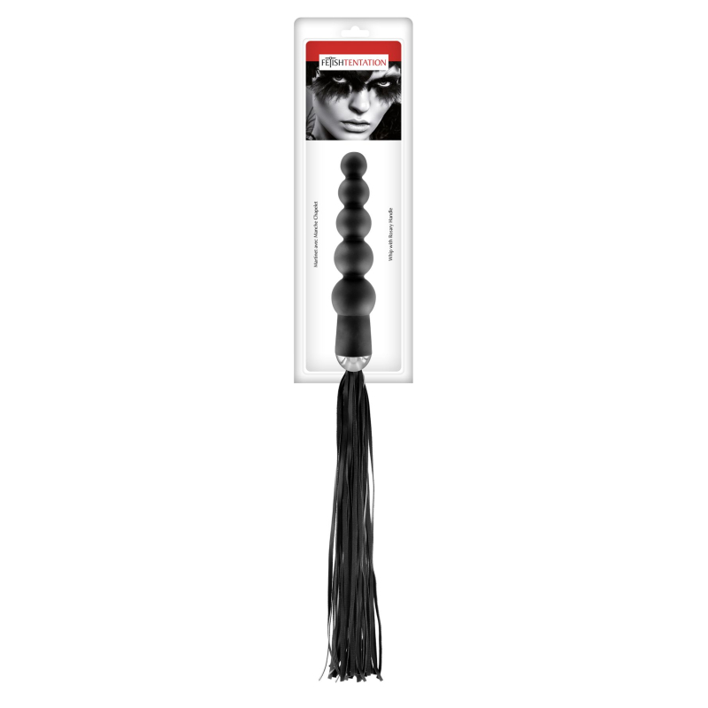 Флогер с ручкой - анальным бусом Fetish Tentation Whip with Rosary Handle