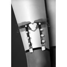 Гартер на ногу Bijoux Pour Toi – WITH HEART AND SPIKES Чорний колір, сексуальна підв'язка з сердечком