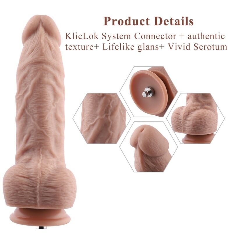 Гнучкий фалоімітатор Hismith Silicone Dildo для секс-машин, система KlicLok, довжина 23.5 см