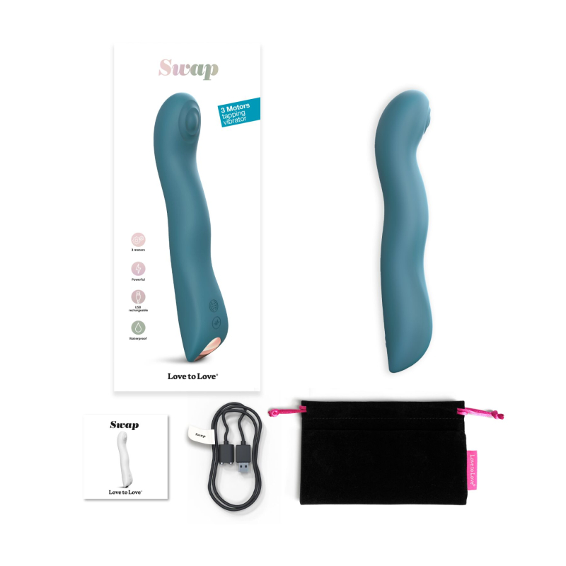 Гибкий вибратор с пульсирующей жемчужиной для точки G – Love To Love SWAP TEAL ME – 3 мотора