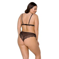 Комплект білизни Passion AMBERLY SET 4XL/5XL Чорний, ліф, трусики бразиліана, люрексова нитка