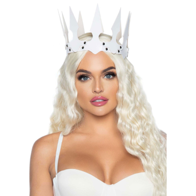 Корона злої королеви Leg Avenue Faux leather spiked crown Білий, штучна шкіра, заклепки