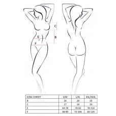 Корсет з декольте Passion ERZA CORSET L/XL, чорний колір, пажі, трусики, напівпрозорий