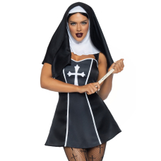 Костюм черниці Leg Avenue Naughty Nun M, сукня, головний убір – чорний/білий