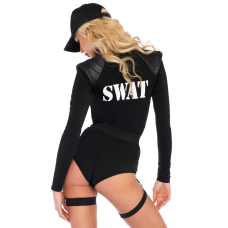 Костюм еротичних спецсил Leg Avenue SWAT Team Babe S, боді, пояс, підв’язки, рація, кепка