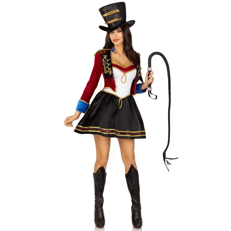Костюм циркачки Leg Avenue Ringmaster Costume M, сукня, капелюх – чорний/білий