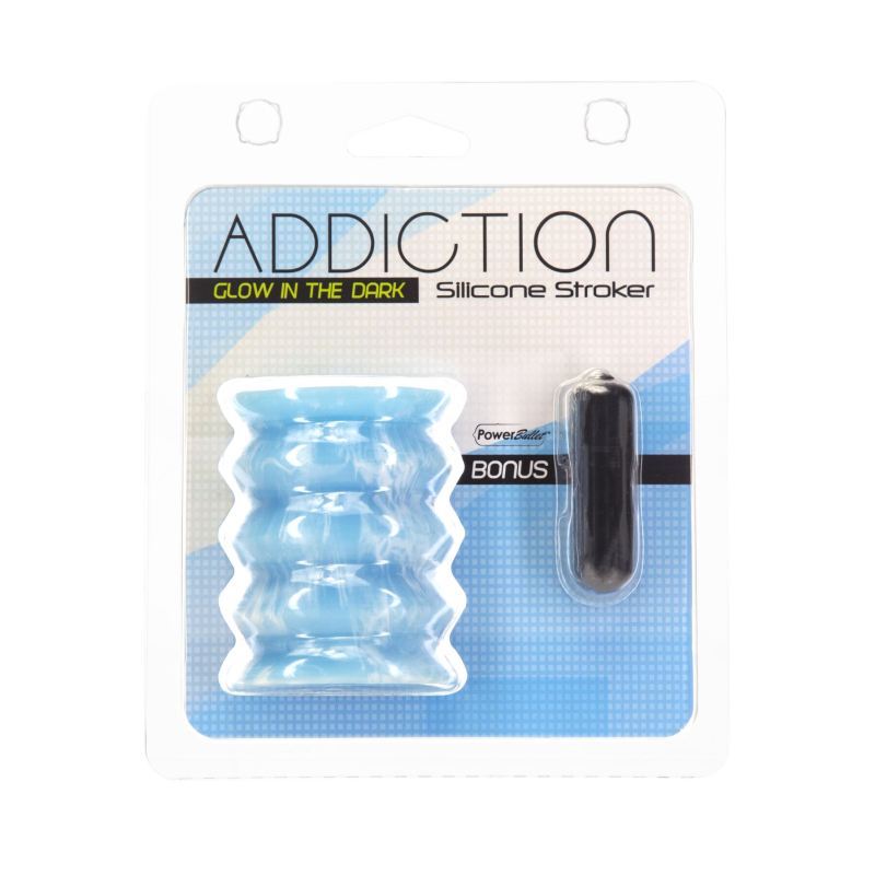 Мастурбатор з віброкулею – ADDICTION Silicone Reversible Stroker – Glow in the Dark