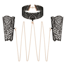 Мереживні наручники та комір Rosy Gold – Lace Cuffs and Collar – Чорний колір