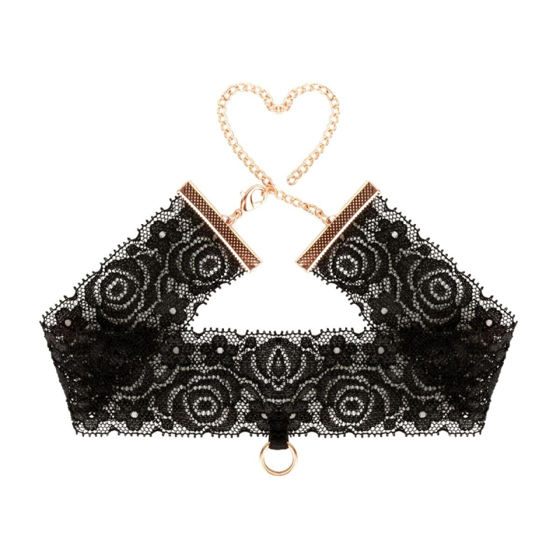 Мереживні наручники та комір Rosy Gold – Lace Cuffs and Collar – Чорний колір