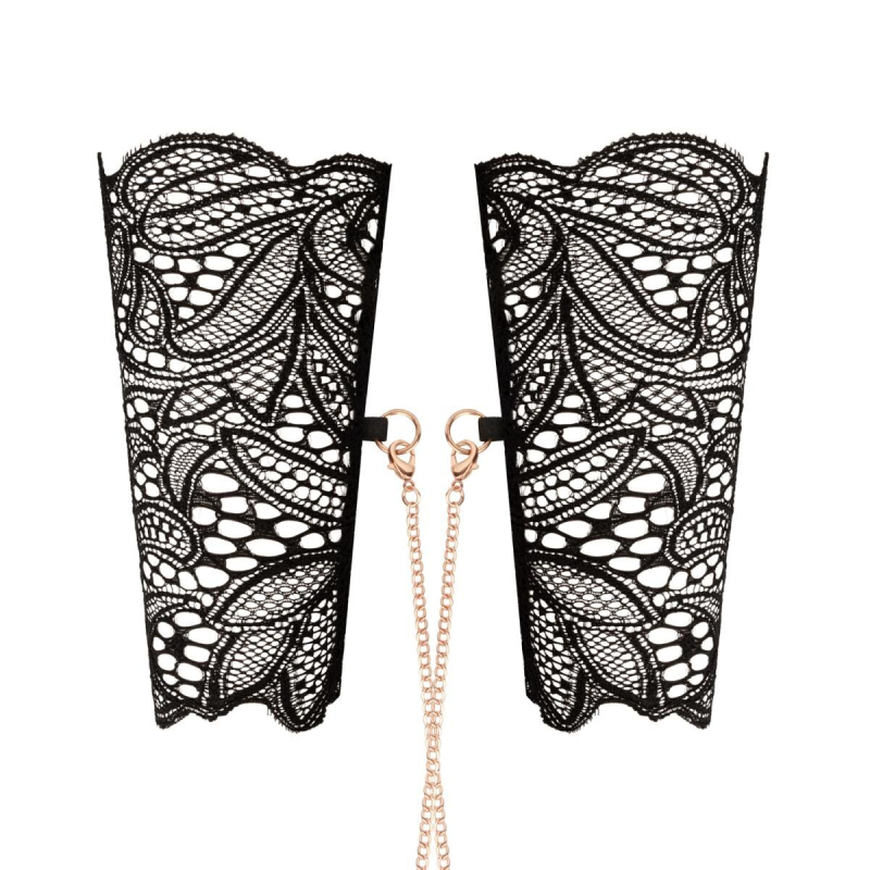 Мереживні наручники та комір Rosy Gold – Lace Cuffs and Collar – Чорний колір