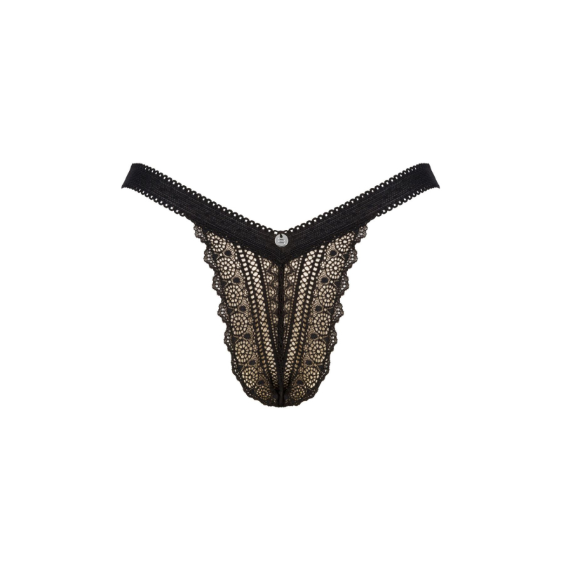 Мереживні трусики із заниженою талією Obsessive Estiqua panties XS/S, чорний колір