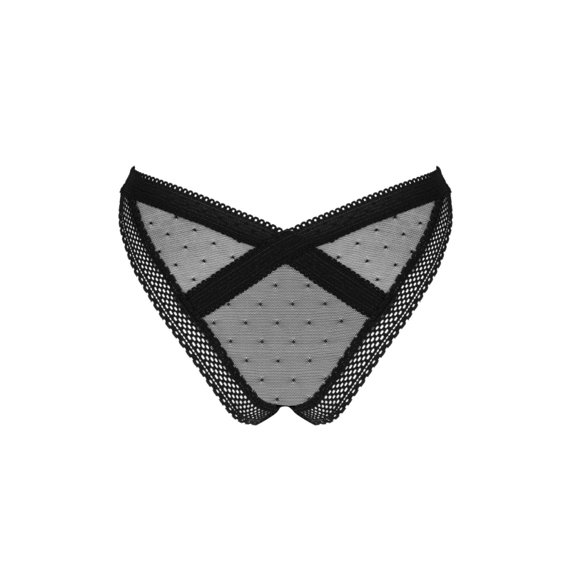 Мереживні трусики із заниженою талією Obsessive Estiqua panties XS/S, чорний колір
