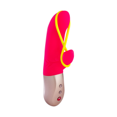 Міні вібратор-кролик зі стрічкою – Fun Factory AMORINO Pink/Neon Yellow – 6 швидкостей + 6 режимів