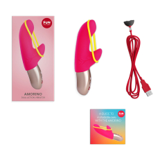 Міні вібратор-кролик зі стрічкою – Fun Factory AMORINO Pink/Neon Yellow – 6 швидкостей + 6 режимів