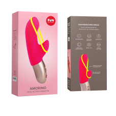 Міні вібратор-кролик зі стрічкою – Fun Factory AMORINO Pink/Neon Yellow – 6 швидкостей + 6 режимів