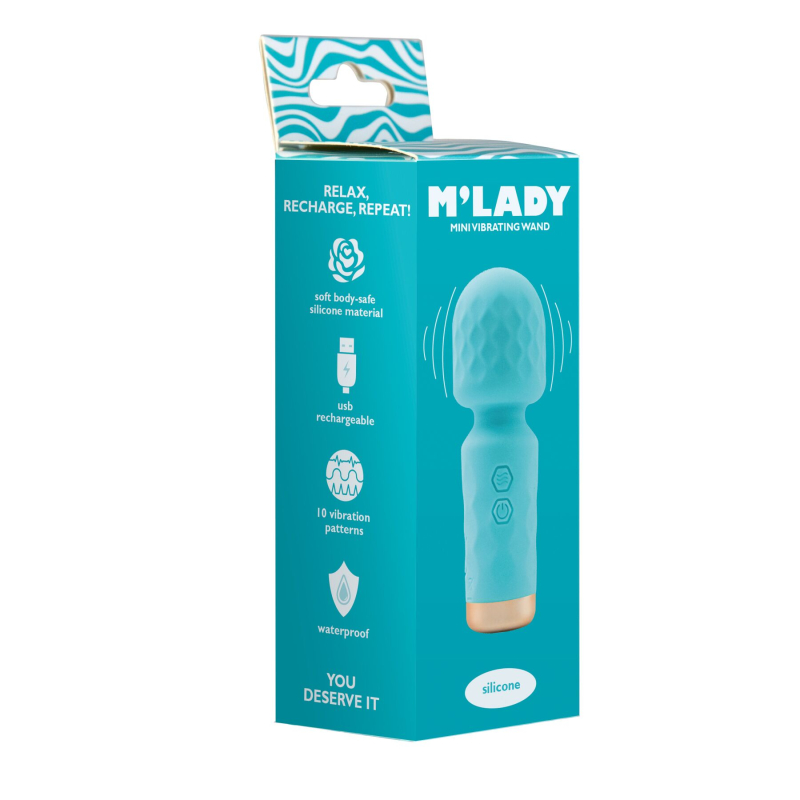 Міні вібромасажер M’Lady Mini Vibrating Wand, бірюзового кольору
