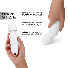 Міні вібромасажер (вібратор мікрофон) – Dorcel Wand Mini Wanderful White – гнучка головка, 10 вібро-режимів