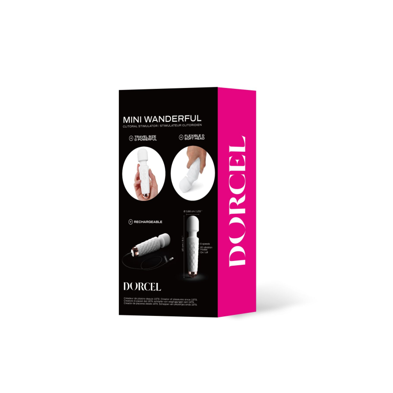Міні вібромасажер (вібратор мікрофон) – Dorcel Wand Mini Wanderful White – гнучка головка, 10 вібро-режимів