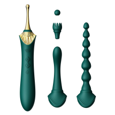Мультифункціональний вібратор – Zalo Bess 2 Turquoise Green – 4 змінні насадки, нагрівання до 42°, точковий вібратор