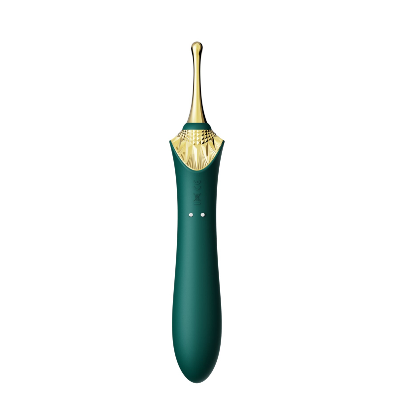 Мультифункциональный вибратор – Zalo Bess 2 Turquoise Green – 4 сменные насадки, нагрев до 42°, точечный вибратор