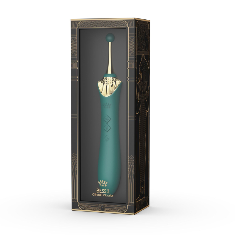 Мультифункциональный вибратор – Zalo Bess 2 Turquoise Green – 4 сменные насадки, нагрев до 42°, точечный вибратор