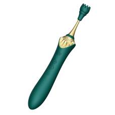 Мультифункціональний вібратор – Zalo Bess 2 Turquoise Green – 4 змінні насадки, нагрівання до 42°, точковий вібратор