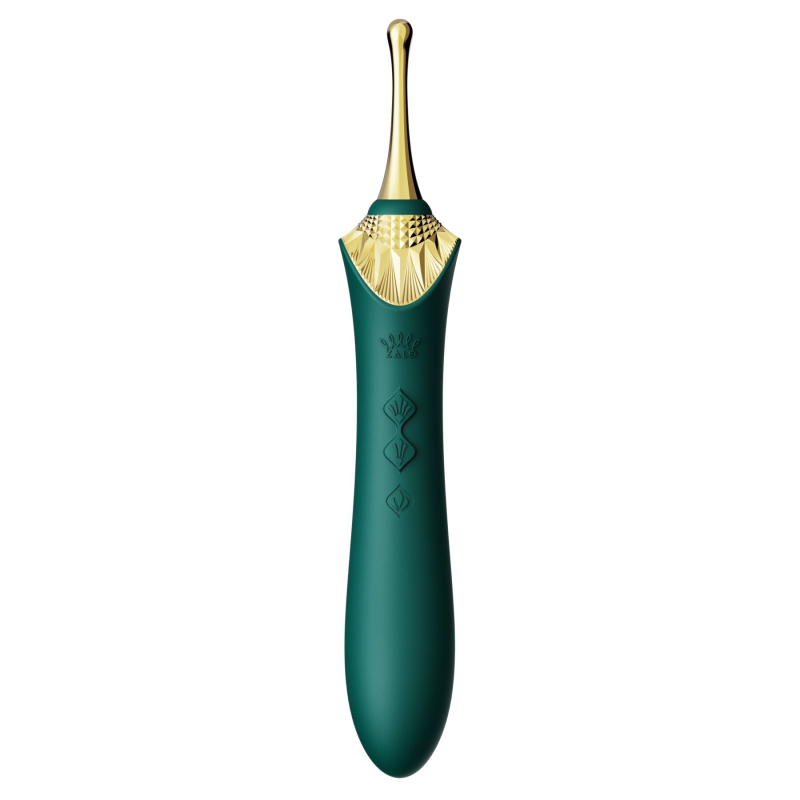 Мультифункциональный вибратор – Zalo Bess 2 Turquoise Green – 4 сменные насадки, нагрев до 42°, точечный вибратор
