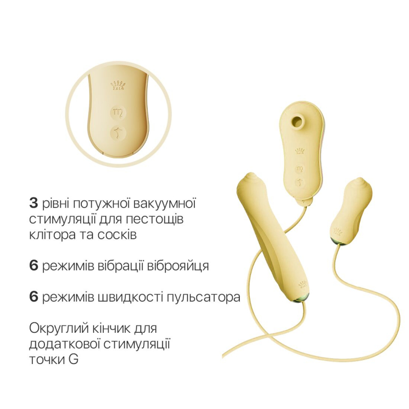 Набор 3в1 – Zalo UNICORN Set Yellow – виброяйцо, пульсатор, вакуумный стимулятор – 3/6/6 режимов стимуляции