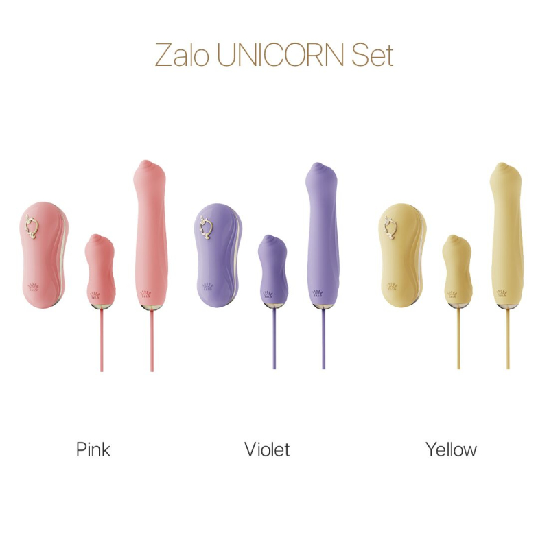 Набор 3в1 – Zalo UNICORN Set Yellow – виброяйцо, пульсатор, вакуумный стимулятор – 3/6/6 режимов стимуляции