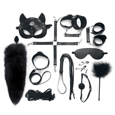 Набор BDSM Art Of Sex – Maxi BDSM Set Leather, 13 предметов, черный, натуральная кожа