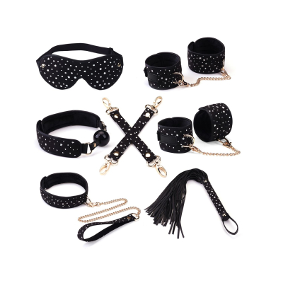 Набор Liebe Seele Stary Nights 7pcs Bondage Kit, фиксаторы, ошейник с поводком, кляп, флогер, маска