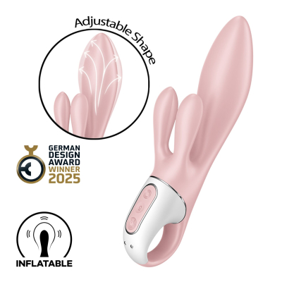 Надувной вибратор-кролик – Satisfyer Air Pump Bunny 3, двойной отросток, 12 режимов