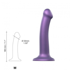 Насадка для страпона Strap-On-Me Mono Density Dildo Violet M, диам. 3.3 см, однослойный силикон, гибкий