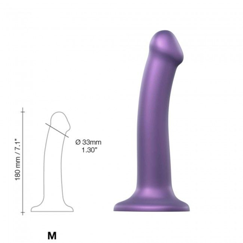 Насадка для страпона Strap-On-Me Mono Density Dildo Violet M, диам. 3.3 см, однослойный силикон, гибкий