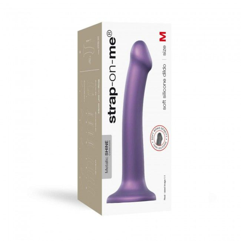 Насадка для страпона Strap-On-Me Mono Density Dildo Violet M, диам. 3.3 см, однослойный силикон, гибкий