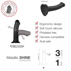 Насадка для страпона Strap-On-Me Mono Density Dildo Violet M, диам. 3.3 см, однослойный силикон, гибкий