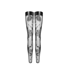 Панчохи Noir Handmade F243 Tulle stockings with patterned flock embroidery – L
