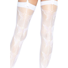 Панчохи–сітка зі швом ззаду Leg Avenue Butterfly back seam thigh highs One size Білий