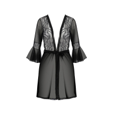 Пеньюар Passion LEAFA PEIGNOIR Чорний L/XL – ECO Passion