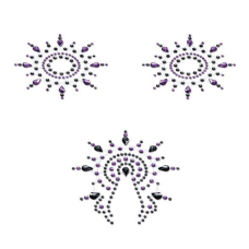Пестіс з кристалів Petits Joujoux Gloria set of 3 – Black/Purple, прикраса на груди та вульву