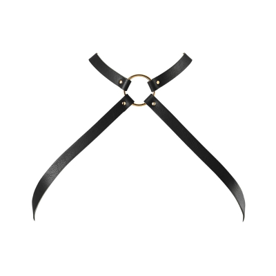 Портупея з екошкіри Bijoux Indiscrets MAZE – Cross Chest Harness Чорний колір
