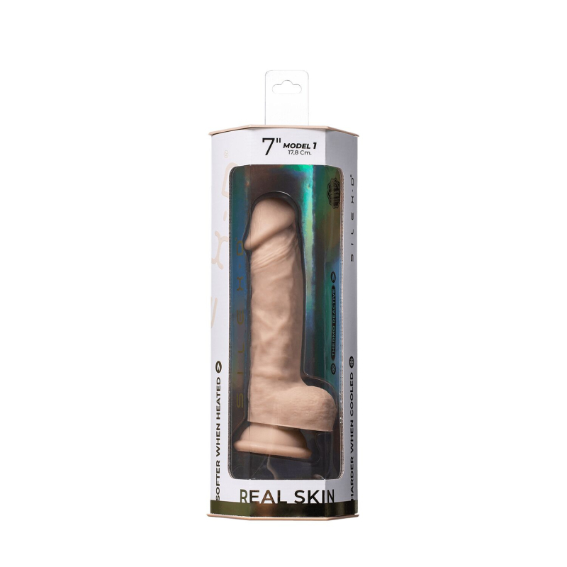 Реалистичный Дилдо на присоске SilexD Johnny Real Skin Flesh MODEL 1 – длина 17.8 см, диаметр 3.8 см